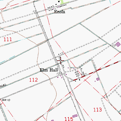 Topographic Map of Elm Hall, LA