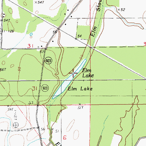 Topographic Map of Elm Lake, LA