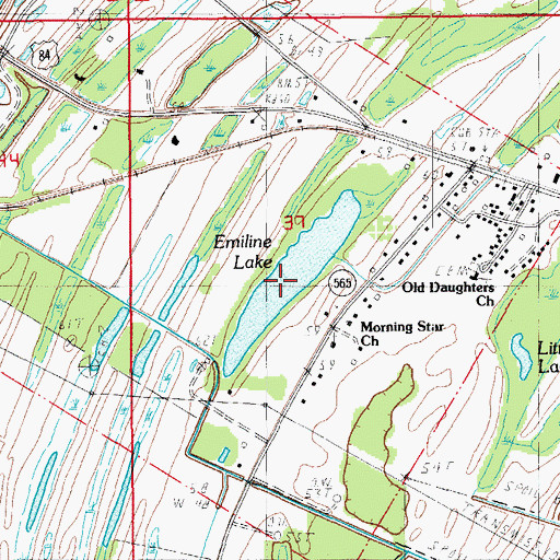 Topographic Map of Emiline Lake, LA