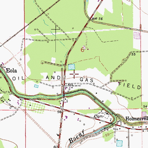 Topographic Map of Eola Oil and Gas Field, LA