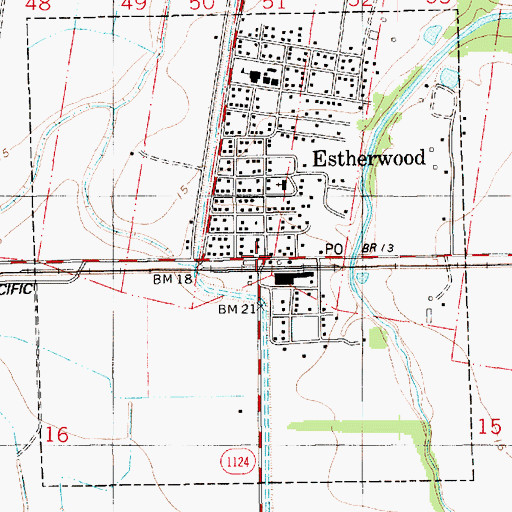 Topographic Map of Estherwood, LA