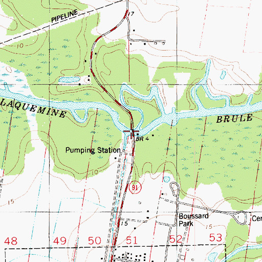 Topographic Map of Estherwood Ferry, LA