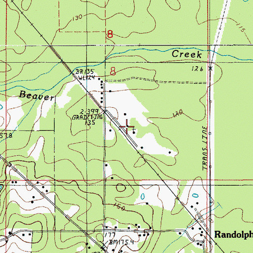 Topographic Map of Evergreen Church, LA