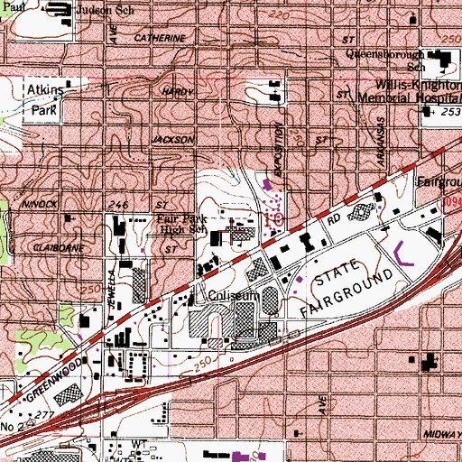 Topographic Map of Fair Park High School, LA