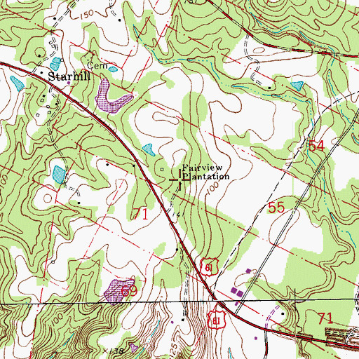 Topographic Map of Fairview Plantation, LA