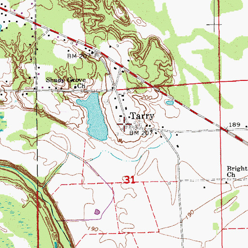 Topographic Map of Tarry, AR