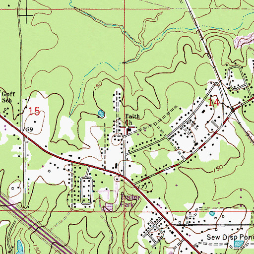 Topographic Map of Faith Baptist Church, LA