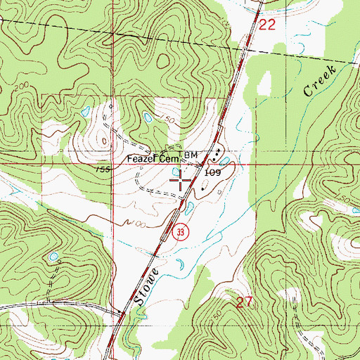Topographic Map of Feazel Cemetery, LA