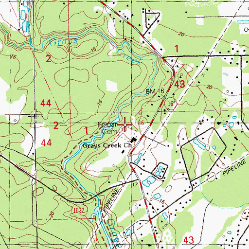 Topographic Map of Felder Cemetery, LA