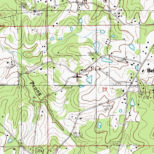 Topographic Map of Fellowship Baptist Church, LA