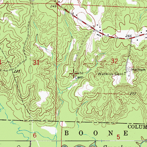 Topographic Map of Tate Cemetery, AR