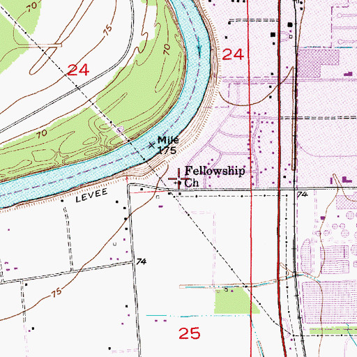 Topographic Map of Fellowship Baptist Church, LA