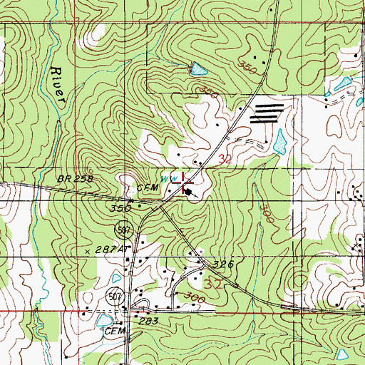 Topographic Map of Fellowship Baptist Church, LA