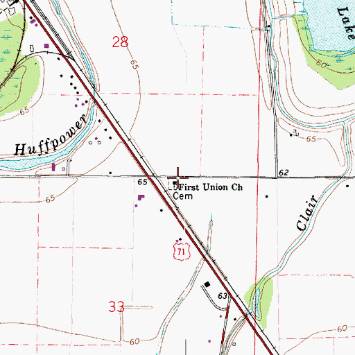 Topographic Map of First Union Church, LA