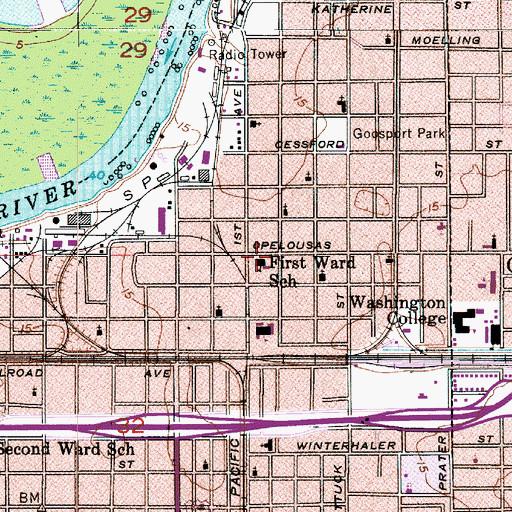 Topographic Map of Ralph F Wilson Elementary School, LA