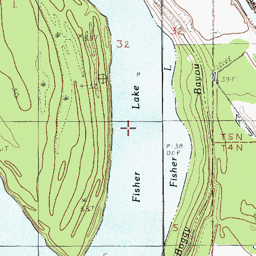 Topographic Map of Fisher Lake, LA
