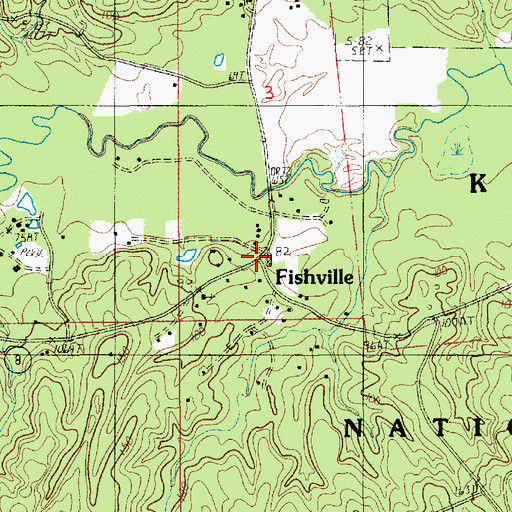 Topographic Map of Fishville, LA