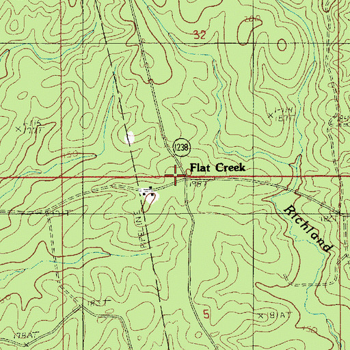 Topographic Map of Flat Creek, LA
