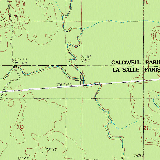 Topographic Map of Flat Creek, LA