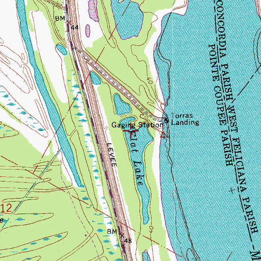 Topographic Map of Flat Lake, LA