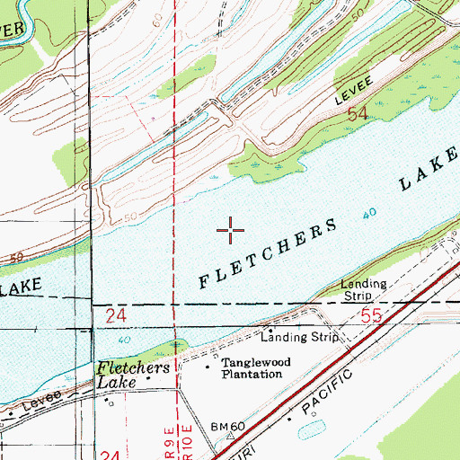 Topographic Map of Fletchers Lake, LA