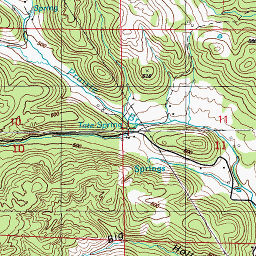 Topographic Map of Tate Spring, AR