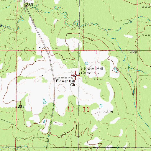 Topographic Map of Flower Hill Baptist Church, LA