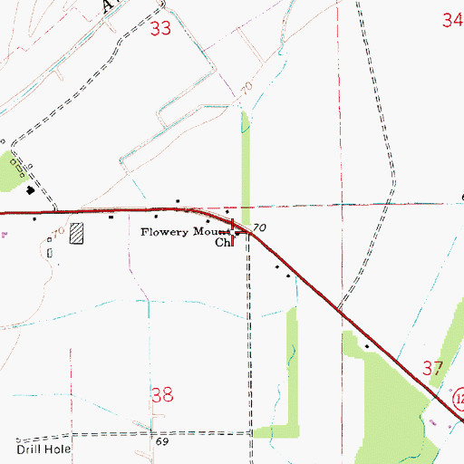Topographic Map of Flowery Mount Church, LA
