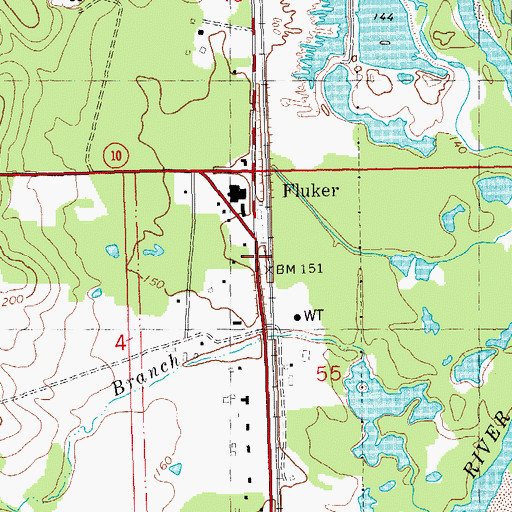 Topographic Map of Fluker, LA