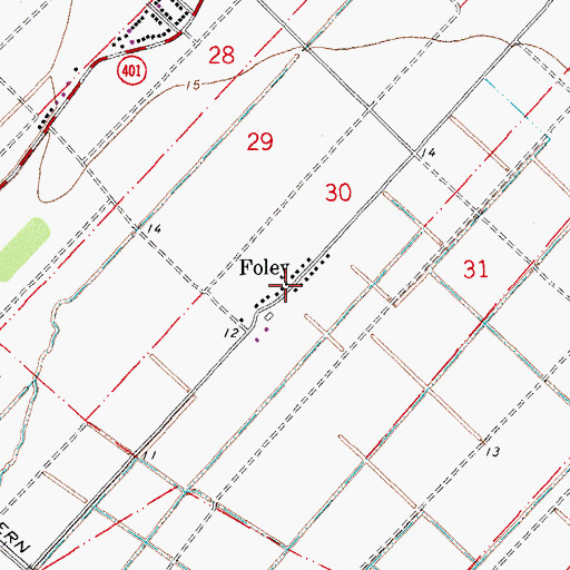 Topographic Map of Foley, LA