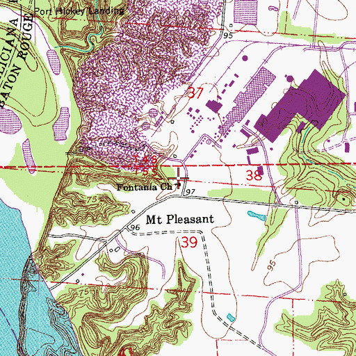 Topographic Map of Fontania Baptist Church, LA