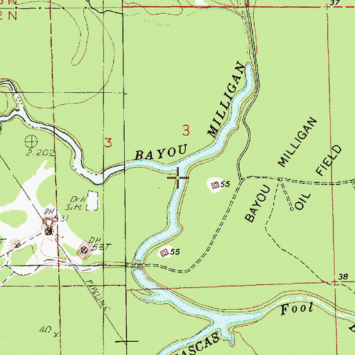 Topographic Map of Fools Bay, LA