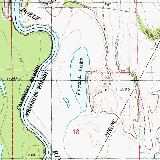 Topographic Map of Forest Lake, LA