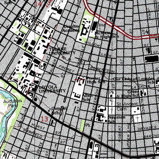 Topographic Map of LUSHER CHARTER SCHOOL, LA