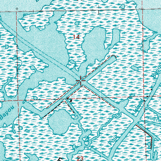Topographic Map of Four Isle Dome Oil and Gas Field, LA