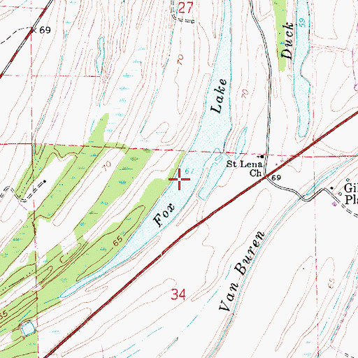 Topographic Map of Fox Lake, LA