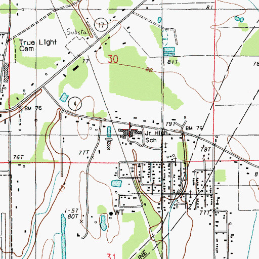 Topographic Map of Horace G White Sr Learning Center School, LA
