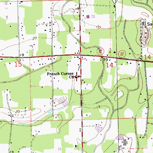 Topographic Map of French Corner Baptist Church, LA