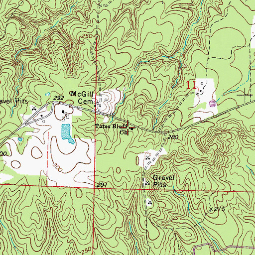 Topographic Map of Tates Bluff Church, AR