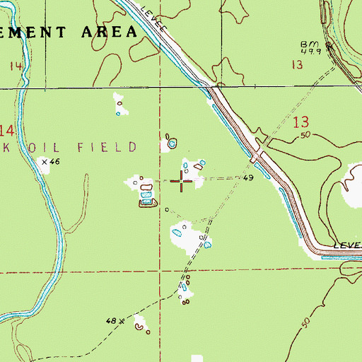 Topographic Map of French Fork Oil Field, LA