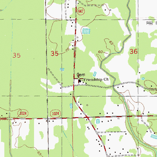 Topographic Map of Friendship United Methodist Church, LA
