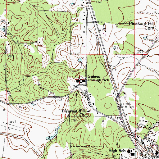 Topographic Map of Montgomery Gaines Junior High School (historical), LA