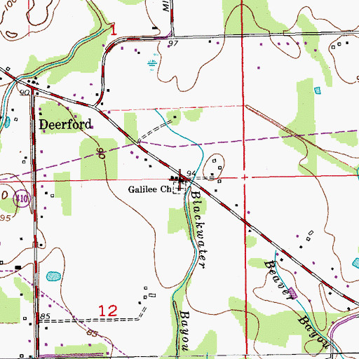 Topographic Map of Galilee Baptist Church, LA