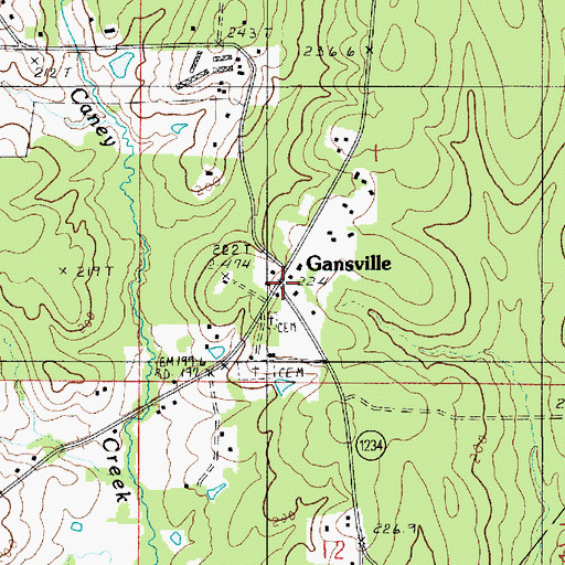 Topographic Map of Gansville, LA