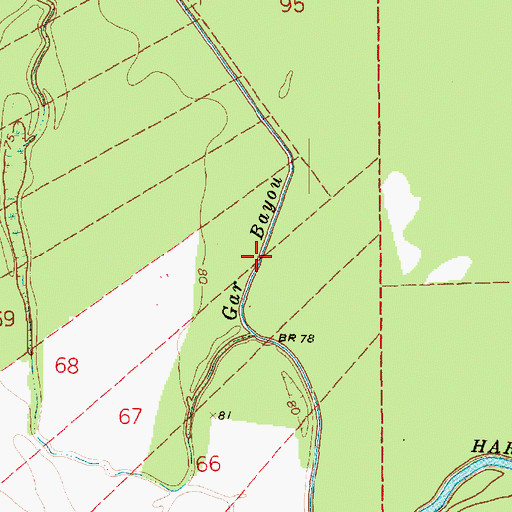 Topographic Map of Gar Bayou, LA