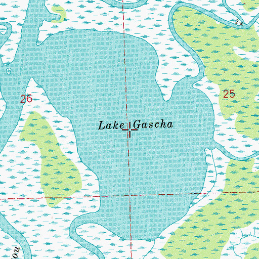 Topographic Map of Lake Gascha, LA