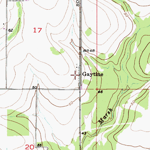 Topographic Map of Gaytine, LA