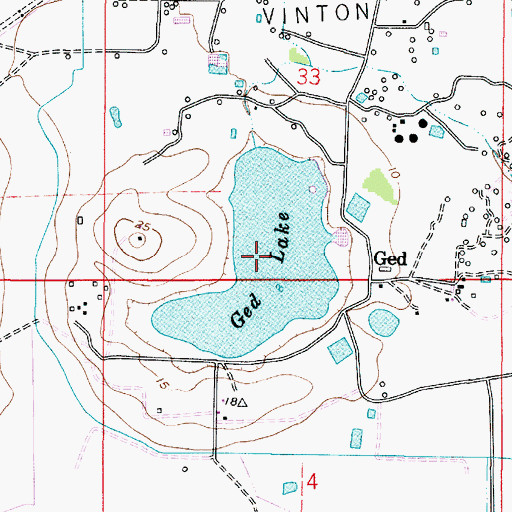 Topographic Map of Ged Lake, LA