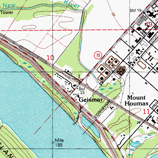 Topographic Map of Geismar, LA