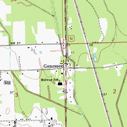 Topographic Map of Genessee, LA